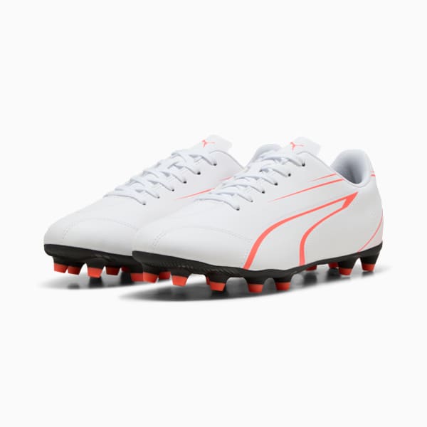VITORIA FG/AG Football Boots, PUMA White-Glowing Red, large-MEX