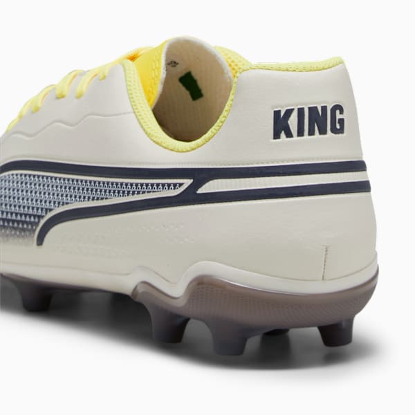 Botines de fútbol Puma KING MATCH FG/AG para niños, Alpine Snow-Asphalt-Yellow Blaze, large-ARG