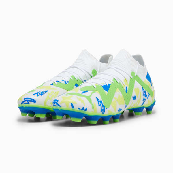 Tacos de fútbol FUTURE MATCH Neymar Jr FG/AG, PUMA White-Racing Blue-Lemon Meringue-Parakeet Green, large-MEX