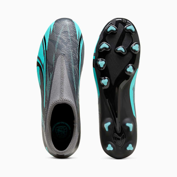 ULTRA MATCH RUSH Youth Football Laceless FG/AG  Boot, Strong Gray-PUMA White-Elektro Aqua, large-ZAF