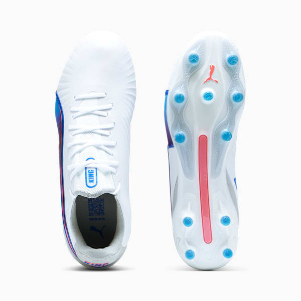 KING ULTIMATE FG/AG Football Boots Women, PUMA White-Bluemazing-Flat Light Gray-Sunset Glow, large-MEX