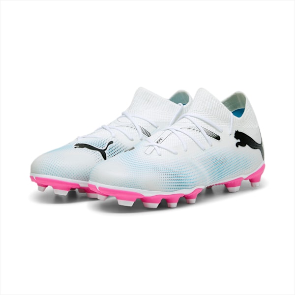 Botines de fútbol juveniles FUTURE 7 MATCH FG/AG, PUMA White-PUMA Black-Poison Pink, large-ARG