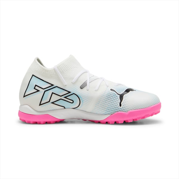 Botines de fútbol juveniles de corte medio FUTURE 7 MATCH NJR FG/AG, PUMA White-PUMA Black-Poison Pink, large-ARG