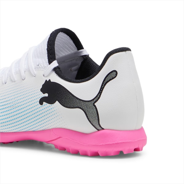 Botines de fútbol juveniles FUTURE 7 PLAY TT, PUMA White-PUMA Black-Poison Pink, large-ARG