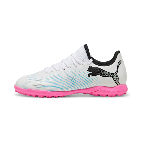 Botines de fútbol juveniles FUTURE 7 PLAY TT, PUMA White-PUMA Black-Poison Pink, large-ARG