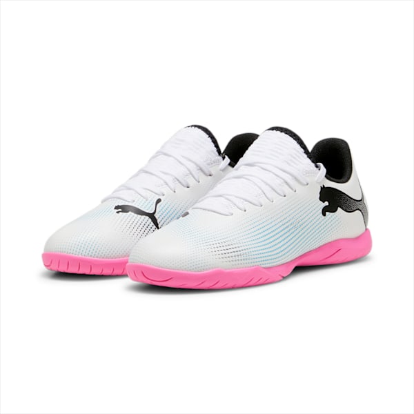 Botín de fútbol juveniles FUTURE 7 PLAY IT, PUMA White-PUMA Black-Poison Pink, large-ARG