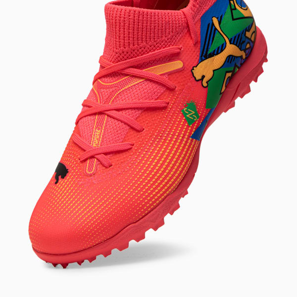 Chuteira Society Future 7 Match Juvenil, Sunset Glow-PUMA Black-Sun Stream-PUMA Green-Bluemazing, large-BRA