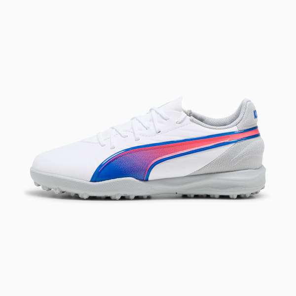 KING MATCH TT Football Boots Youth, PUMA White-Bluemazing-Flat Light Gray, large-MEX