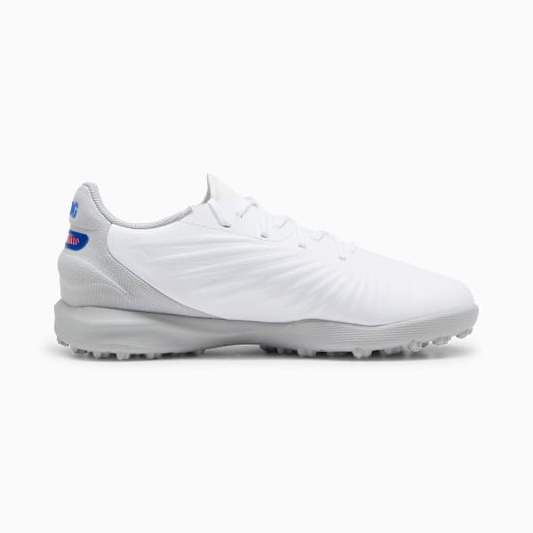 KING MATCH TT Football Boots Youth, PUMA White-Bluemazing-Flat Light Gray, large-MEX