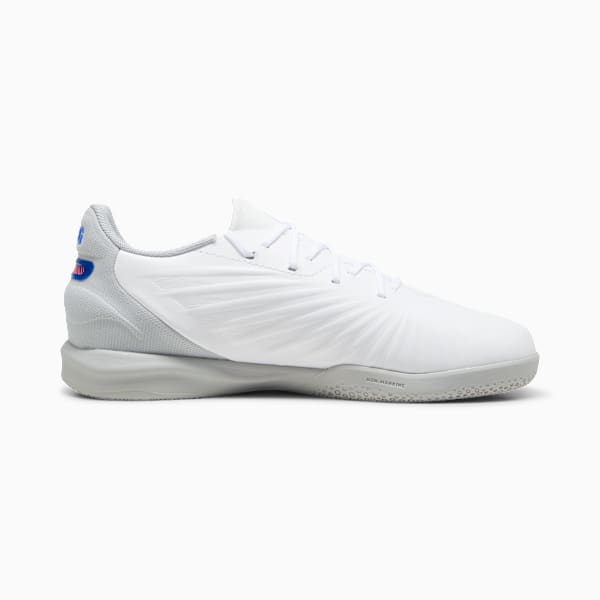 KING MATCH IT Football Boots Youth, PUMA White-Bluemazing-Flat Light Gray, large-MEX