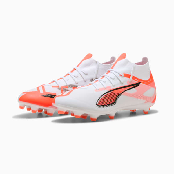 ULTRA 5 MATCH+ FG/AG Football Boots, PUMA White-PUMA Black-Glowing Red, large-MEX