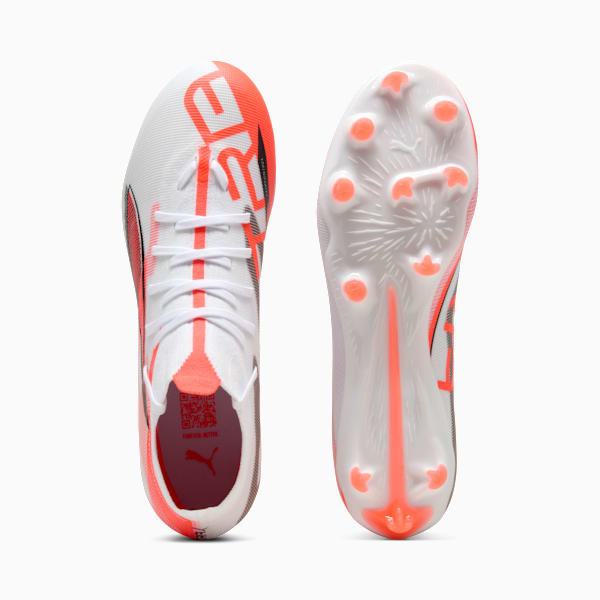 ULTRA 5 MATCH+ FG/AG Football Boots, PUMA White-PUMA Black-Glowing Red, large-MEX
