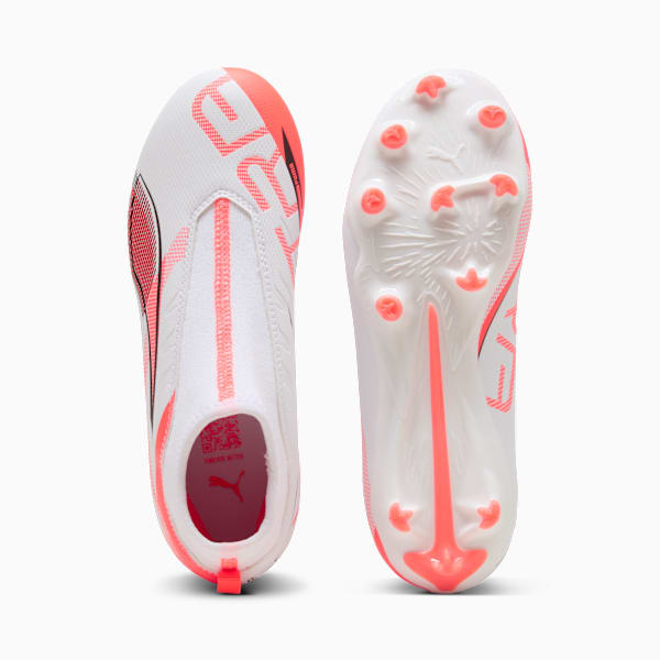 Tacos de fútbol ULTRA 5 MATCH+ FG/AG para adolescentes, PUMA White-PUMA Black-Glowing Red, large-MEX