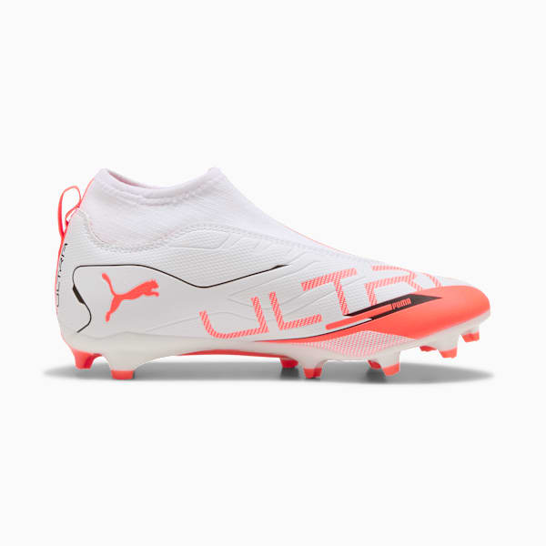 Tacos de fútbol ULTRA 5 MATCH+ FG/AG para adolescentes, PUMA White-PUMA Black-Glowing Red, large-MEX