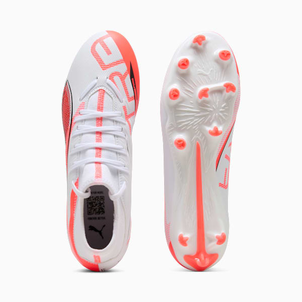 Tacos de fútbol ULTRA 5 PLAY+ FG/AG, PUMA White-PUMA Black-Glowing Red, large-MEX