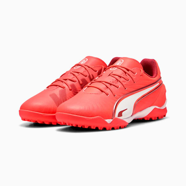 Tacos de fútbol KING MATCH TT Mid para adolescentes, Glowing Red-PUMA White-Red Fire, large-MEX