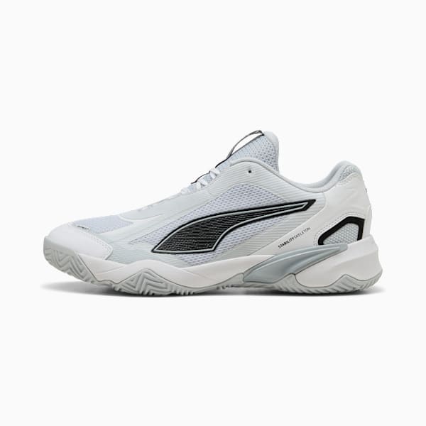 Solarstrike 4 Handball Shoes Men, PUMA White-PUMA Black-Silver Mist-Platinum Gray, large-ZAF