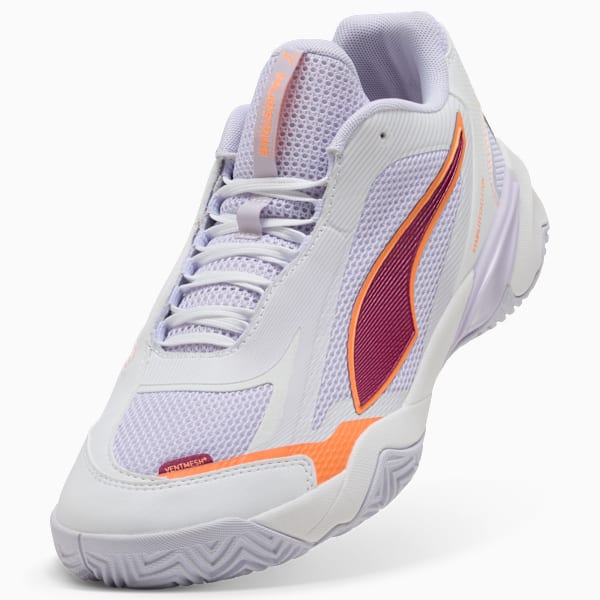 Solarstrike 4 Handball Shoes Women, PUMA White-Heat Fire-Lilac Crush-Berry, large-ZAF