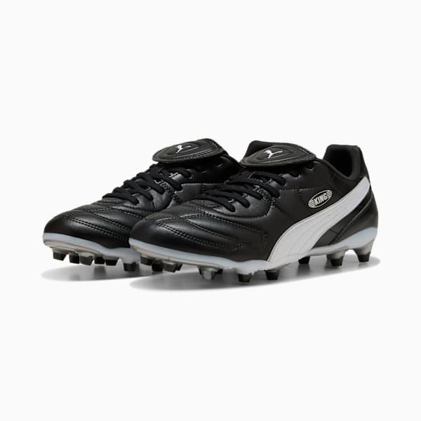 KING LIGA FG/AG Football Boots Unisex, PUMA Black-PUMA White-PUMA Silver, large-MEX