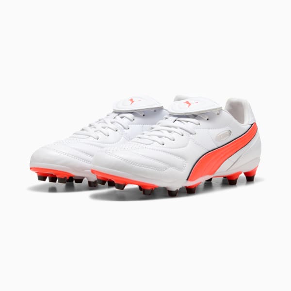KING LIGA FG/AG Football Boots Unisex, PUMA White-Glowing Red-PUMA Black, large-ZAF