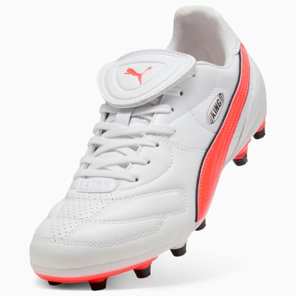 KING LIGA FG/AG Football Boots Unisex, PUMA White-Glowing Red-PUMA Black, large-ZAF