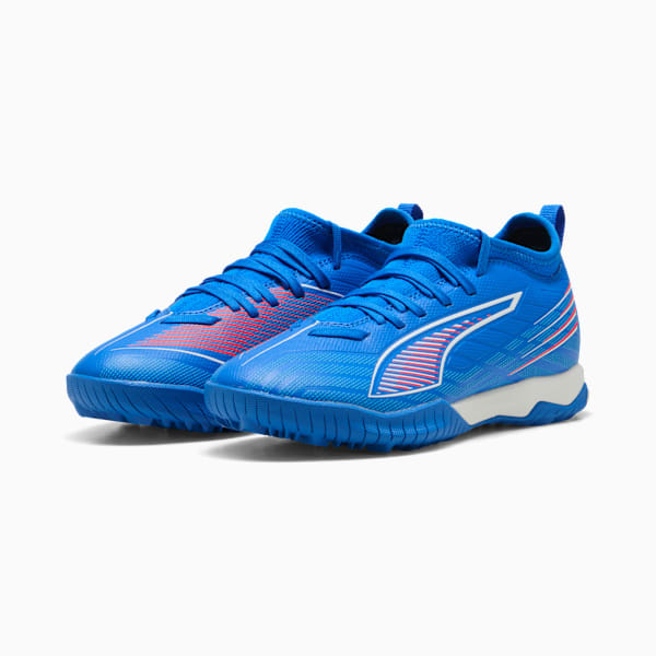 Tacos de fútbol ULTRA 6 MATCH TT Mid para adolescentes, Ultra Blue-PUMA White-Glowing Red, large-MEX