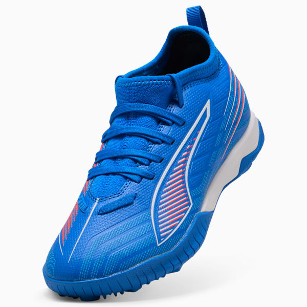 Tacos de fútbol ULTRA 6 MATCH TT Mid para adolescentes, Ultra Blue-PUMA White-Glowing Red, large-MEX