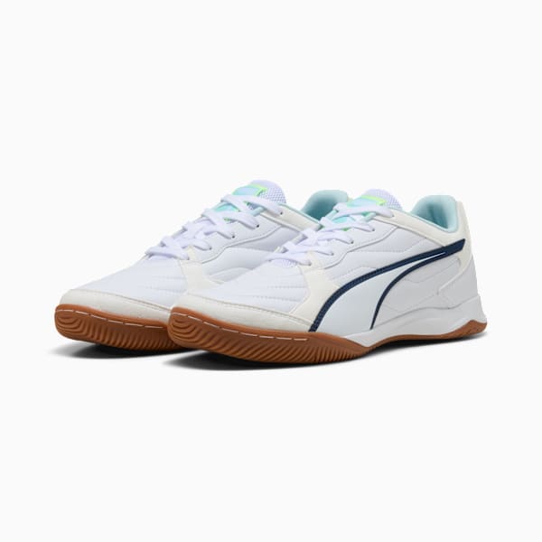 Botines de futsal PRESSING IV, PUMA White-Aqua-Fizzy Light-Sea Glass, large-ARG