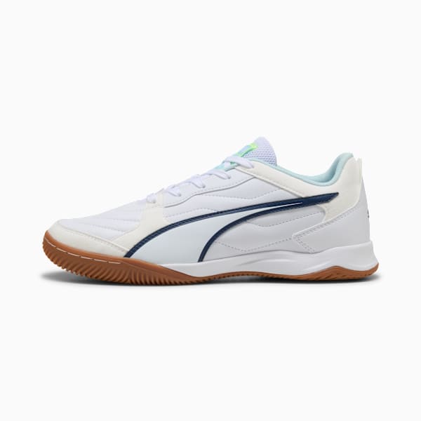 Botines de futsal PRESSING IV, PUMA White-Aqua-Fizzy Light-Sea Glass, large-ARG