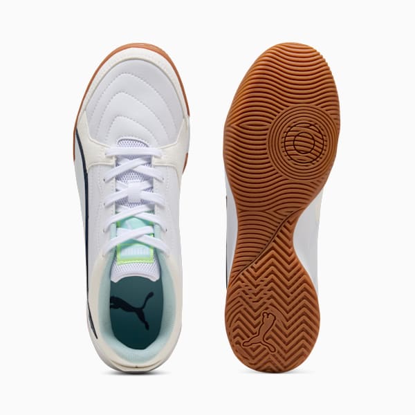 Botines de futsal PRESSING IV, PUMA White-Aqua-Fizzy Light-Sea Glass, large-ARG