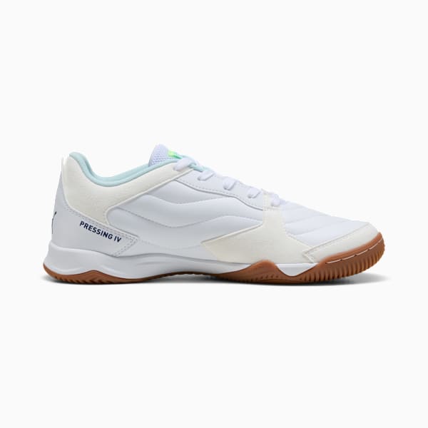 Botines de futsal PRESSING IV, PUMA White-Aqua-Fizzy Light-Sea Glass, large-ARG
