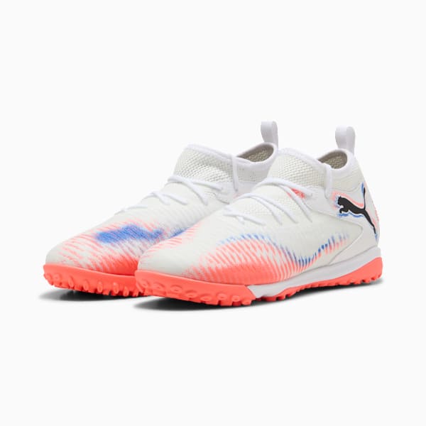 Tacos de fúbol FUTURE 8 MATCH TT Mid para adolescentes, PUMA White-PUMA Black-Glowing Red, large-MEX