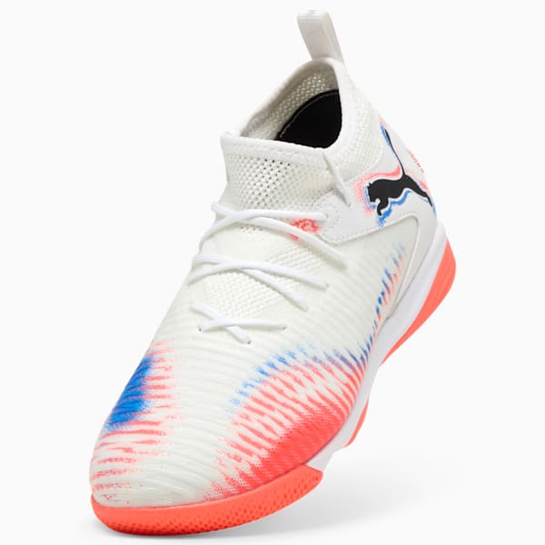 Tacos de fútbol FUTURE 8 MATCH Mid para adolescentes, PUMA White-PUMA Black-Glowing Red, large-MEX