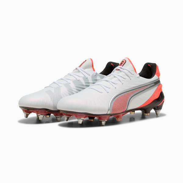 KING ULTIMATE FG/AG Football Boots Unisex, PUMA White-PUMA Silver-Glowing Red-PUMA Black, large-ZAF