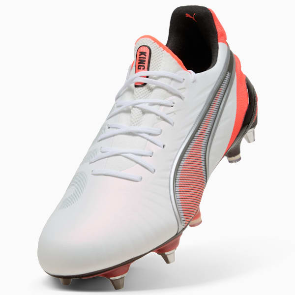KING ULTIMATE FG/AG Football Boots Unisex, PUMA White-PUMA Silver-Glowing Red-PUMA Black, large-ZAF