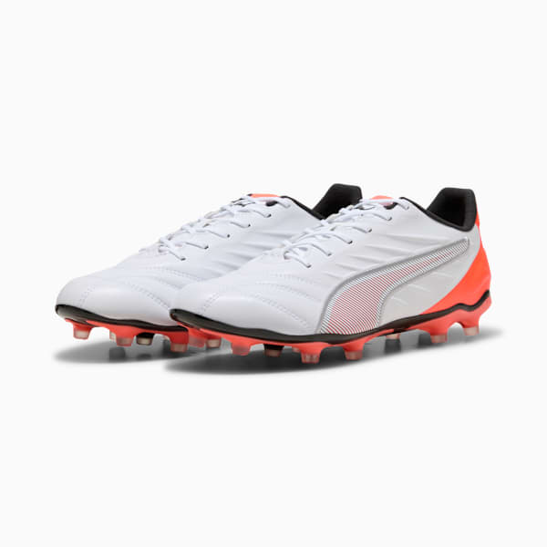 Tacos de fútbol KING PRO FG/AG, PUMA White-PUMA Silver-Glowing Red, large-MEX