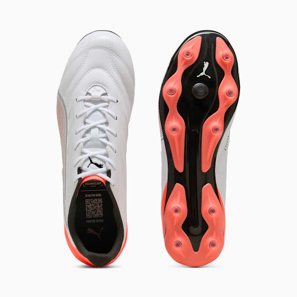 Tacos de fútbol KING PRO FG/AG, PUMA White-PUMA Silver-Glowing Red, large-MEX