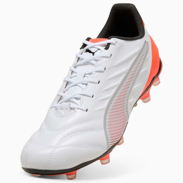 Tacos de fútbol KING PRO FG/AG, PUMA White-PUMA Silver-Glowing Red, large-MEX