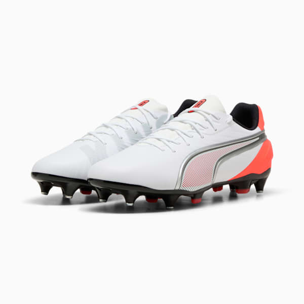 KING MATCH MxSG Football Boots Unisex, PUMA White-PUMA Silver-Glowing Red, large-ZAF