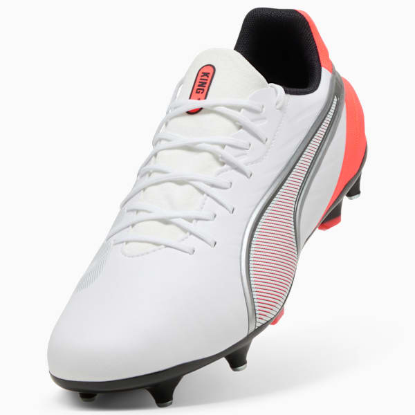 KING MATCH MxSG Football Boots Unisex, PUMA White-PUMA Silver-Glowing Red, large-ZAF