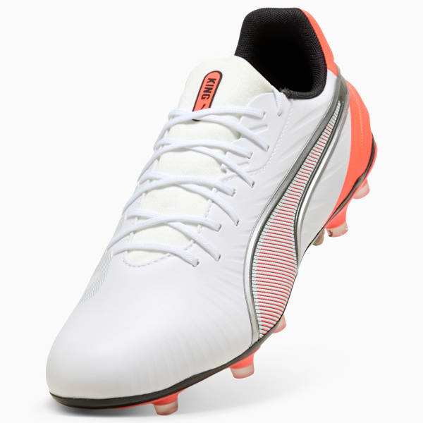 Tacos de fútbol KING MATCH FG/AG, PUMA White-PUMA Silver-Glowing Red, large-MEX