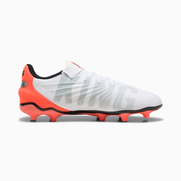 Botines de fútbol juveniles KING MATCH FG/AG, PUMA White-Glowing Red-PUMA Black-PUMA Silver, large-ARG