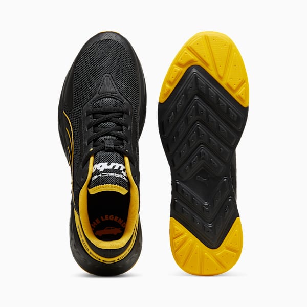 Porsche Legacy Tiburion Logo Motorsport Sneakers, PUMA Black-Sport Yellow, large-ZAF