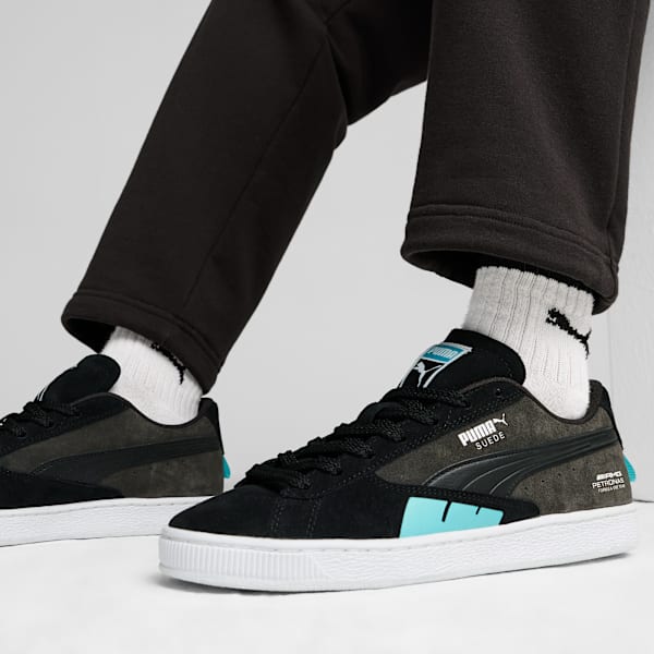 Mercedes AMG-Petronas F1® Suede Unisex Sneakers, PUMA Black-Flat Dark Gray-Sheen Green, large-ZAF