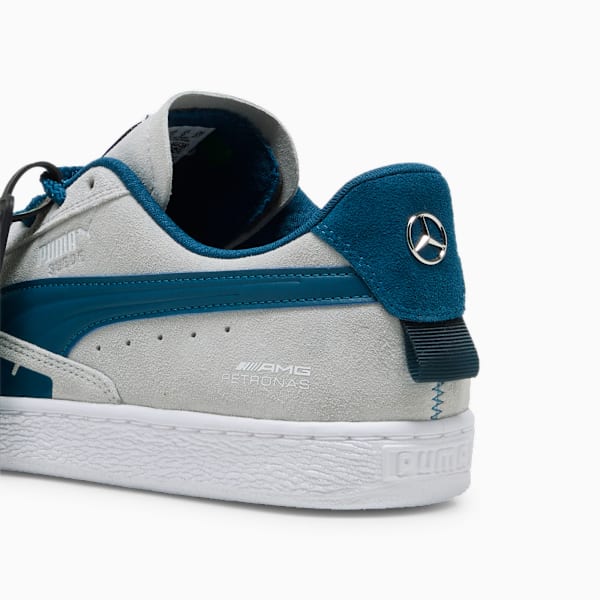 Mercedes AMG-Petronas F1® Suede Unisex Sneakers, Team Silver-Ocean Tropic, large-ZAF
