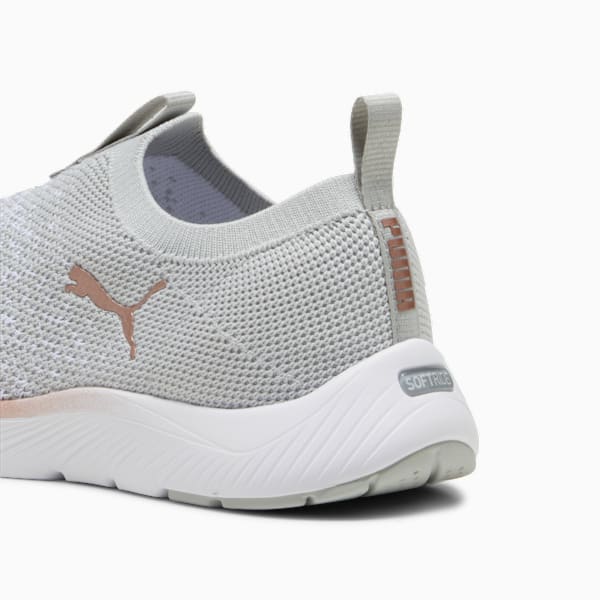 Softride Remi Slip-on Knit Women's Running Shoe, Ash Gray-PUMA White-Rose Gold, large-MEX