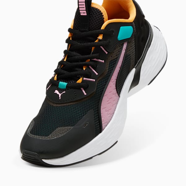 Zapatilla de running Softride Sway, PUMA Black-Sparkling Green-Clementine, large-ARG