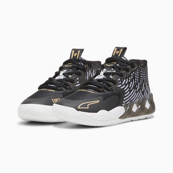 Tenis de basquetbol para niños grandes PUMA x LAMELO BALL MB.01 50th, PUMA White-PUMA Black-PUMA Gold, large-MEX
