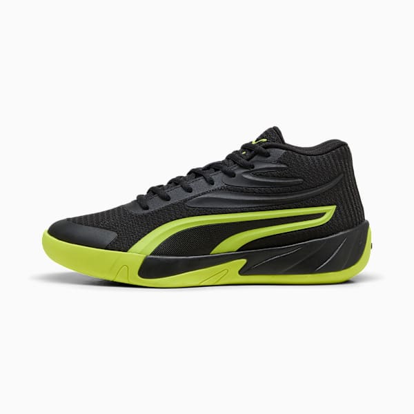 Court Pro Basketball Shoes Unisex, PUMA Black-Electric Lime, large-ZAF