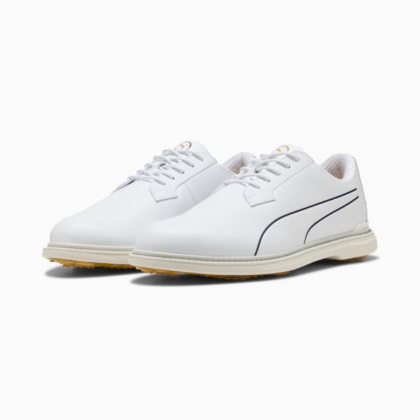 Royale Single Malt Golf Shoes Men, PUMA White-Deep Navy-Gold, large-ZAF